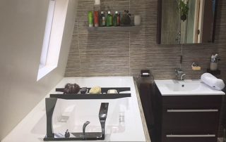 the Nirvana deep soaking tub in the remodelled bathroom in Swansea