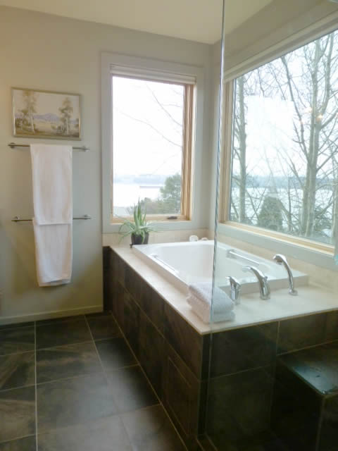 The Imersa soaking tub in its finished setting The Imersa Japanese soaking tub in its finished setting