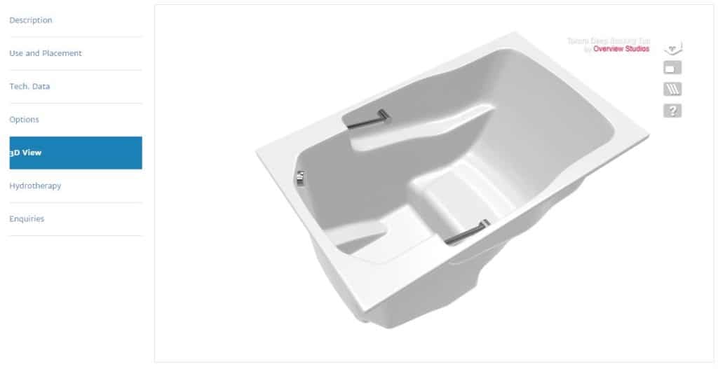 An image form the Takara soaking tub page, showing the '3D View' tab.